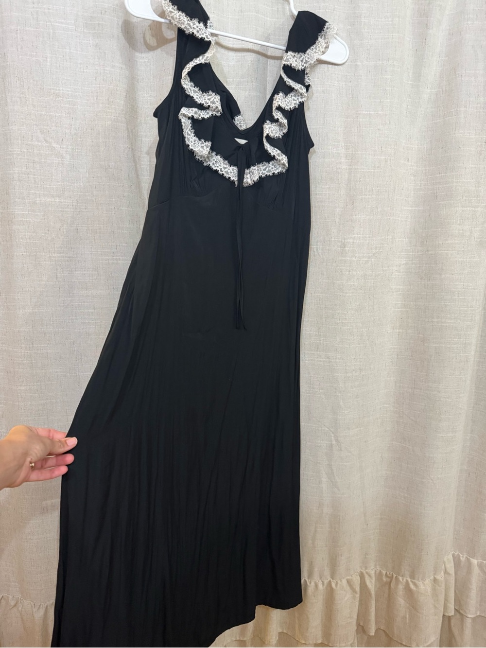 Universal Thread Black Maxi Dress with White Lace Ruffle